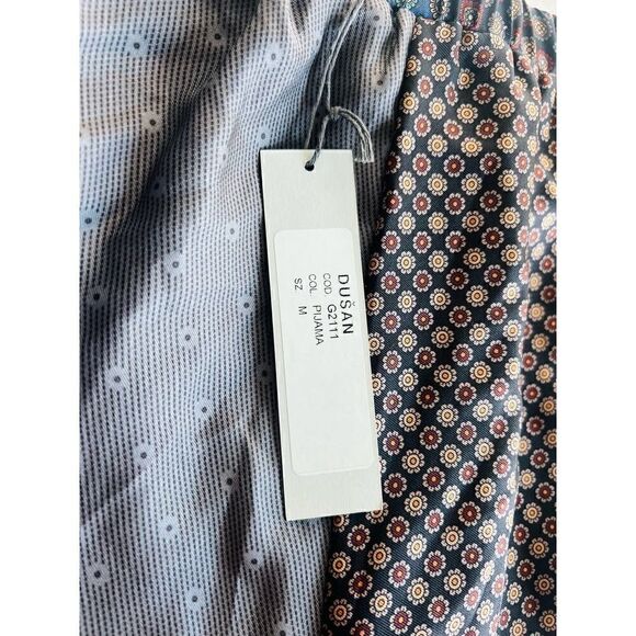 DUŠAN Italian 100% Silk Patchwork Flared Trousers In Blue Retails $832 - Picture 9 of 14